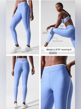 Alo Airlift High Waist Charger 7/8 Legging blue white size XXS